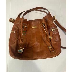 Michael Kors Brown Leather Handbag with Gold Hardware